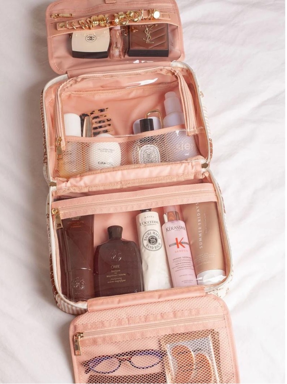 Poppy and Peonies Travel Cosmetic Organizer Bag